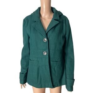 Vintage Jack Coat Womens Large Wool Blend Green Button Front